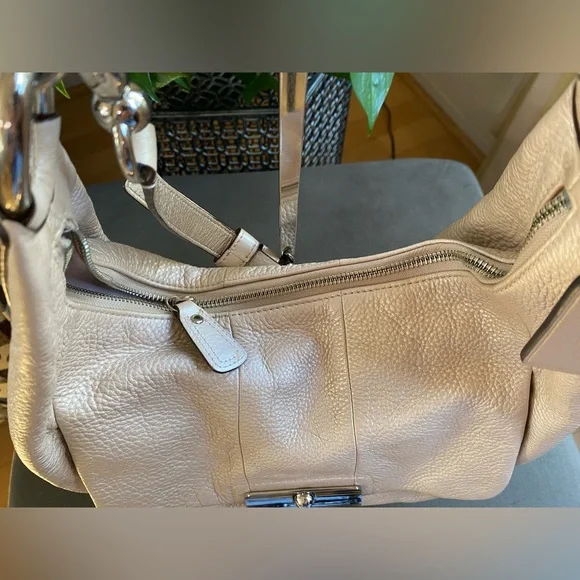 Coach Kristin Champagne Cream Pebble Soft Leather Hobo, Large, Dust Bag, Strap - Picture 5 of 15